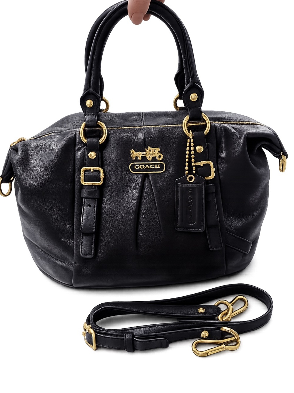 Coach Madison Juliette 21222 Black Leather Satchel Purse EUC originally Strap - Picture 4 of 13